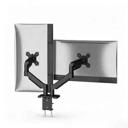 Heavy Duty Dual Monitor Arm Desk Mount Gas Spring for 13-32 Inch Screens | Full Motion Dual Monitor Stand, VESA 75x75/100x100, 4.4-19.8 lbs Capacity Per Arm, C-Clamp and Grommet Mount - size: Dual Arm