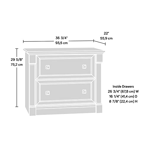 Sauder Palladia 2 Drawer File Cabinet, Lateral Filing Cabinets for Home Office, Hanging File Folders Organizer, Interlocking Drawers, in Glacier Oak Finish - color: Glacier Oak