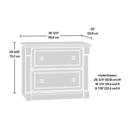 Sauder Palladia 2 Drawer File Cabinet, Lateral Filing Cabinets for Home Office, Hanging File Folders Organizer, Interlocking Drawers, in Glacier Oak Finish - color: Glacier Oak
