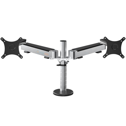OmniView Dual Monitor Stand - Height Adjustable Arms for 24"-27" Screens - Desk Mount with 360° Rotation - VESA Compatible - Each Arm Supports up to 15lbs | Black - size: Dual Arms