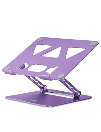 Aoviho Adjustable Laptop Stand for Desk,Portable Laptop Stand Holder and Riser,Foldable Aluminum Notebook Computer Stands for MacBook Air Pro HP Lenovo Dell Samsung Chromebook, 10-15.6 inch, Purple - color: Purple