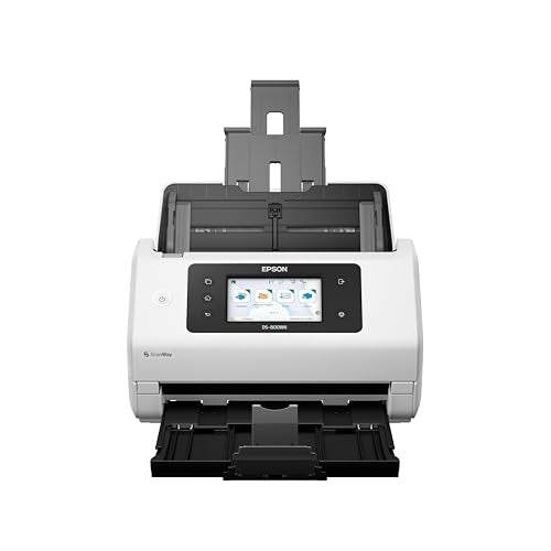Epson DS-800WN EdgeLink Wireless Network Color Document Scanner | Duplex Scanning 100-Sheet Auto Document Feeder 4.3 in Color Touchscreen 50 ppm Scanning Speed