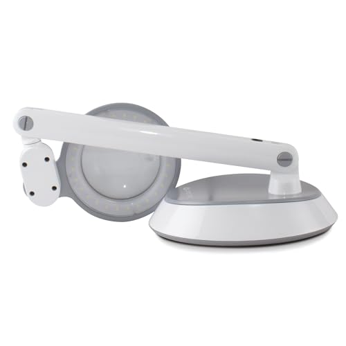 OttLite Space-Saving LED Magnifier Desk Lamp, Optical Grade, White