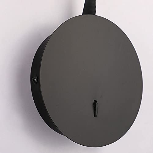 Bedside Reading Light Modern Wall Lamp, Hardwired Wall Sconce with Switch, LED Headboard Lighting Fixture, Flexible Gooseneck Wall Lights for Bedroom Office Studio Hotel - color: Black-3000k