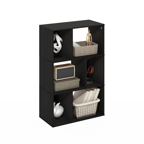 Furinno DALY Book Shelf, 6-Cube Bookshelf, Cube Storage Organizer Bookcase with Irregular Compartments, 11.7 x 23.6 x 36.8, for Living Room, Bedroom, Home Office, Espresso - color: Espresso, size: Irregular, 6-Cube