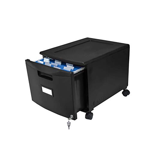 Storex Single-Drawer Mobile Filing Cabinet, 1 Legal/Letter-Size File Drawer, Black, 14.75" X 18.25" X 12.75" - color: Black, size: 1-Pack, style: 1-Drawer, With Casters
