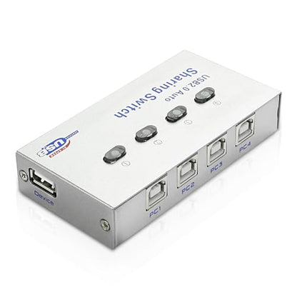 XMSJSIY USB 2.0 Sharing Switch Selector 4 in 1 Out Printer Sharer Switcher | 4 PC to 1 Splitter Hub for PC,Printer,Scanner,Keyboard, Plotter,Card reader -1 PCS