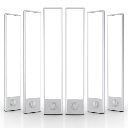 10 inch Under Cabinet Lighting, 6 Pack Motion Sensor Light Indoor Rechargeable Magnetic Closet Lights Battery Operated, Under Counter Lights for Kitchen, Wardrobe, Hallway, Stairs Warm Light - color: White Light, size: 10inch