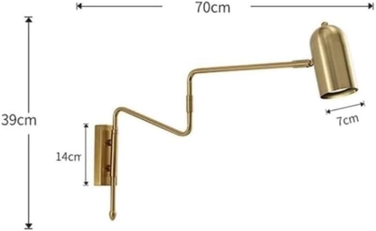 Modern Industrial Swing Arm Wall Sconce Black and Gold Metal Adjustable Long Arm Fixture Wall Mounted Lamp for Bedroom Bedside Reading Living Room Task Light Oldsix-66(Gold) - color: Gold