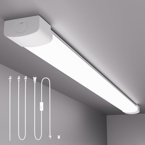 Plug in Ceiling Light 4FT Linkable 36W 5000K LED Shop Garage Light - color: White, size: 4FT-1PCS/with plug