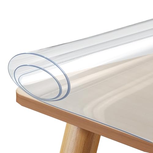 PVC Desk Mat – Waterproof Transparent Tabletop Shield, Anti-Scratch Sheet, Non-Slip Protector | Clear Desk Cover for Kitchen, Dining Area, Living Room, Study Table, Counter, Workstation - color: Transparent 1.0