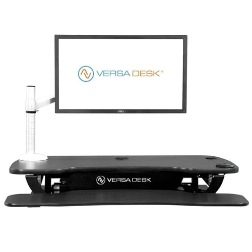 OmniView Single Monitor Stand - Height Adjustable Arm for 13” to 27" Flat or Curved Screens - 360° Rotation & VESA Compatible - Sturdy Desk Mount Holds up to 15 lbs | Black - size: Single Arm
