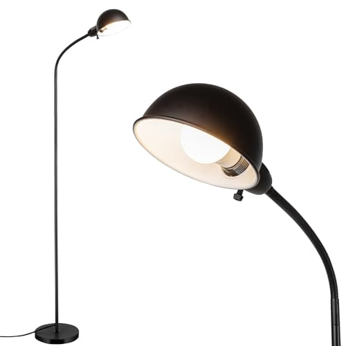 LALISU Modern Metal Reading Standing Floor Lamp with Rotatable Shade, Black - color: Black