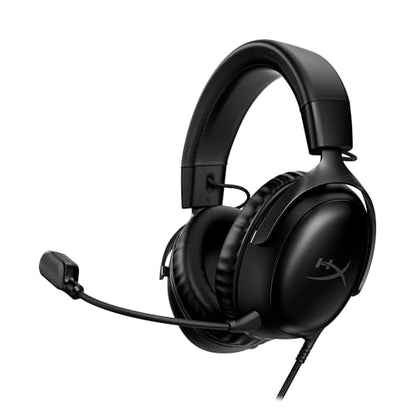 HyperX Cloud III – Wired Gaming Headset, PC, PS5, Xbox Series X|S, Angled 53mm Drivers, Spatial Audio, Memory Foam, Durable Frame, Ultra-Clear 10mm Mic, USB-C, USB-A, 3.5mm – Black - color: Black, size: Regular, style: Wired