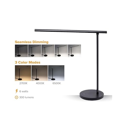 Bostitch Office Dimmable LED Desk Lamp with Adjustable Color Temperature, Black