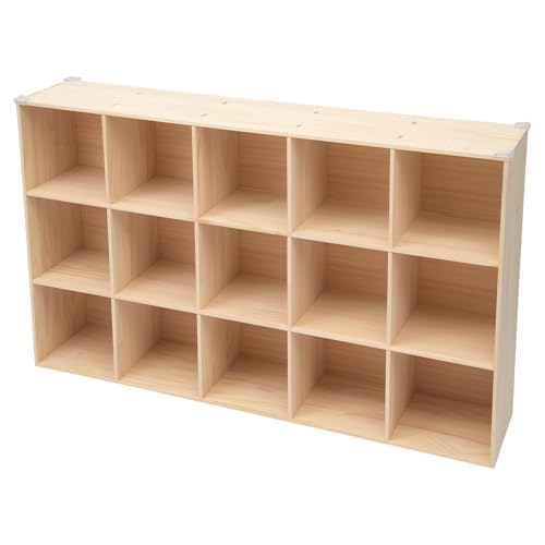 15 Cube Storage Organizer - Solid Wood Bookshelf for Bedroom, Living Room | Vertical or Horizontal Bookshelf Organizer | Open Book Shelf | Easy Assembly | 59.06''L*11.81''W*35.43''H (15 Cubes) - size: 15 Cubes