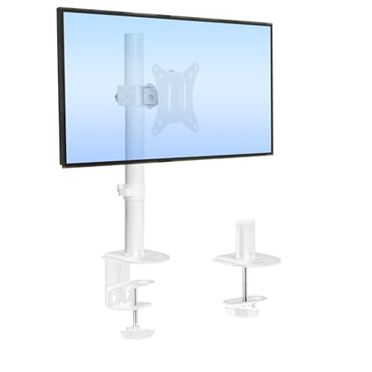 Mount-It! White Single Monitor Stand, Fits up to 32" | Adjustable desk arm holds up to 19.8 lbs, 360 rotation, 160 swivel, 40 tilt, clamp & grommet. - color: White