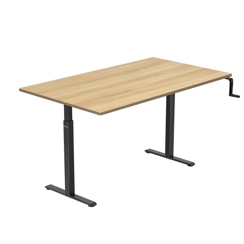 Mount-It! Hand Crank Standing Desk, 55" One-Piece Maple Top, 132 lbs - color: Maple
