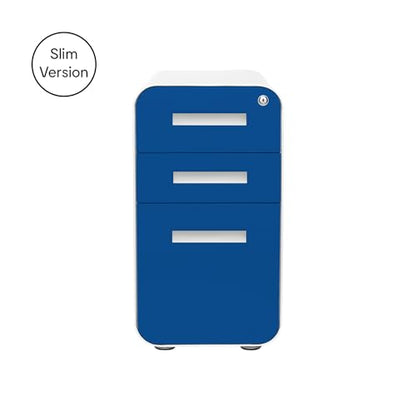 Laura Davidson Furniture Stockpile Slim 3-Drawer Mobile File Cabinet with Lock - Under Desk Metal Filing Cabinet, Legal/Letter File Folders, Wheels and Stationary Feet, Pre-Assembled, Blue Faceplate - color: Blue Faceplate