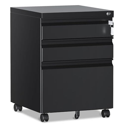 RAVIGIN 3 Drawer File Cabinet，Mobile Filing Cabinet with Lock and Wheels，Un-Assembled Metal Under Desk File Cabinets for A4/Letter/Legal Size（Black - color: Black, style: 3 Drawer-Un-Assembled