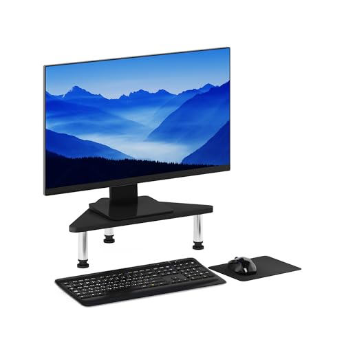 Furinno Turn-N-Tube Corner Monitor Riser Stand with Stainless Steel Tubes, Americano - color: Americano, size: 19.6 x 10.6 in. Triangle