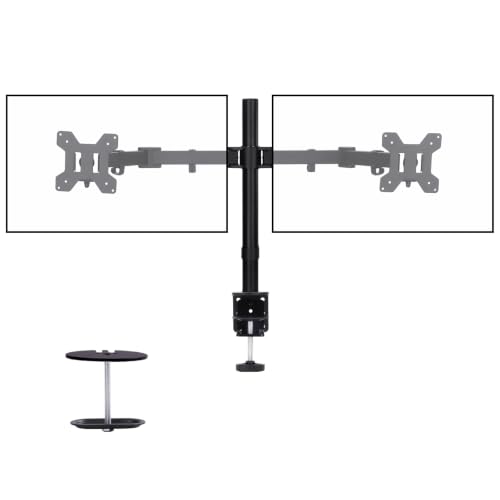 Black Dual Monitor Arm Mount for 13-32 Inch Screens | Ultrawide Screens Up to 38 Inch Fully Adjustable Stand with C-Clamp/Grommet Base Max VESA 100x100 Each Screen Capacity 22lbs - size: Dual Arms for 13"-32"