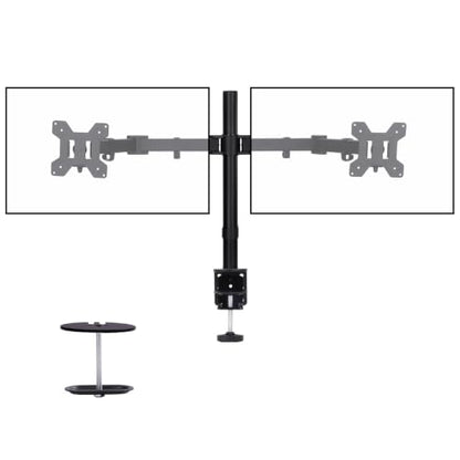 Black Dual Monitor Arm Mount for 13-32 Inch Screens | Ultrawide Screens Up to 38 Inch Fully Adjustable Stand with C-Clamp/Grommet Base Max VESA 100x100 Each Screen Capacity 22lbs - size: Dual Arms for 13"-32"