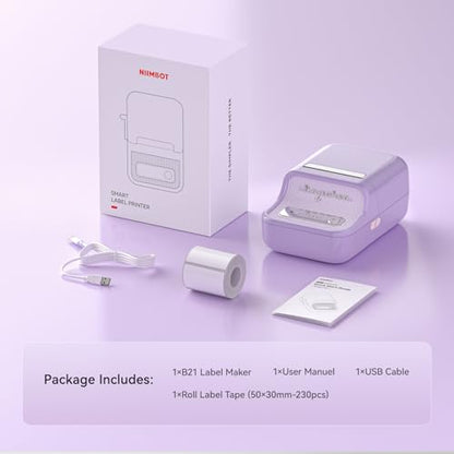 NIIMBOT B21 Pro Sticker Printer, 300DPI, Fun APP, Portable Inkless Label Printer, Bluetooth Sticker Maker for DIY Crafts, Notes, Scrapbook, Photo, Custom Labels & Gifts,Home Organization (Violet) - color: Purple