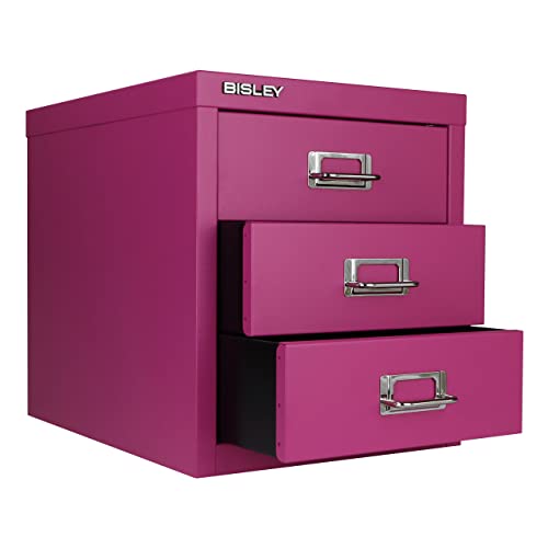 Bisley 3-Drawer Steel MultiDrawer Cabinet - Fuchsia - color: Fuchsia, size: 3 Drawer