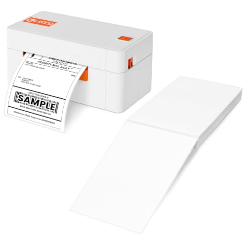 L LIKED 100 4x6 Thermal Labels Fanfold, Direct Thermal Shipping Labels - Perforated and Strong Adhesive - size: 100 Labels