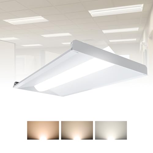 2x4 LED Troffer Center Basket Panel, Color Tunable 3500K/4000K/5000K, Watt Adjustable 34W/38W/45W-Up to 5625 Lumens, 0-10V Dimmable, 120-277V LED Troffer Panel Light, UL Listed - 1PK - color: 2X4 FT, size: 1PK
