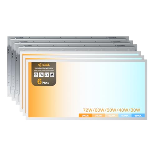 2x4 LED Flat Panel Light, Drop Ceiling Lights Fixture, Selectable Features, 30W/40W/50W/60W/72W, 3000K/3500K/4000K/5000K/6500K, Dimmable (0-10V), for Office Kitchen, ETL Listed (2x4FT-6Pack) - size: 2x4FT-6pack