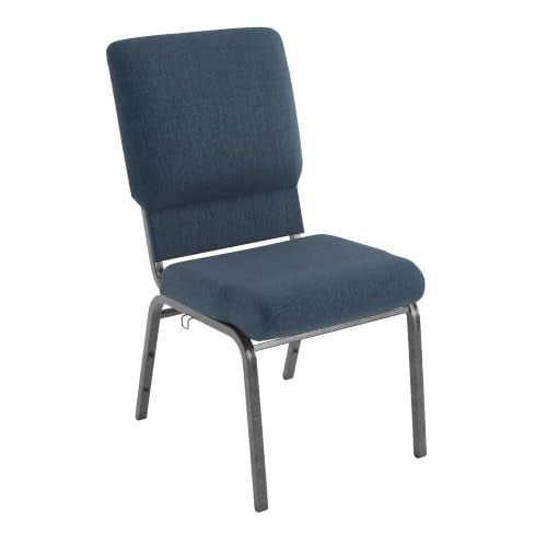 Flash Furniture 18.5 in Wide Church Chair, Navy | Durable Construction, Commercial Use - color: Navy Fabric/Silver Vein Frame