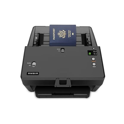 AMBIR nScan DS1060-AS 60 ppm High-Speed Document, Card and Passport Scanner, 9 Programmable scan Modes, Supports-Color, Black/White & Grayscale, Versatile, Double-Sided scanning, USB, Windows ONLY