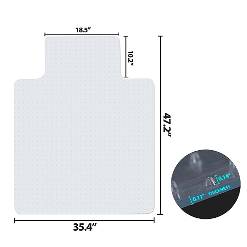 LEMY 48 Inch x 36 Inch 1/8 Inch (3MM) Thickness PVC Floor Office Chair Mat Transparent Plastic Carpet Floor Protector for Chair Desk Home Office - size: 48x36 With Lip