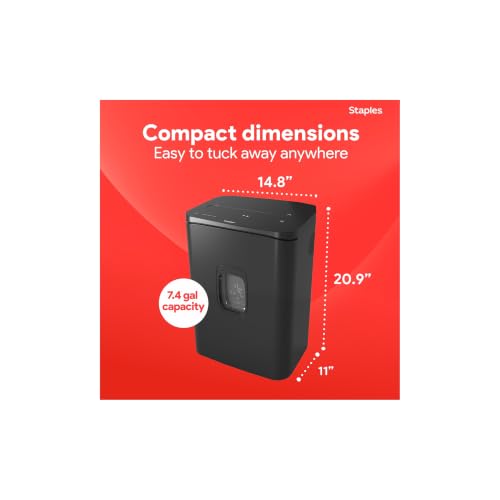 Staples 24-Sheet Cross-Cut Paper Shredder, High-Capacity, Black - size: 24 Sheet