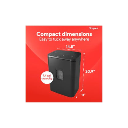 Staples 24-Sheet Cross-Cut Paper Shredder, High-Capacity, Black - size: 24 Sheet