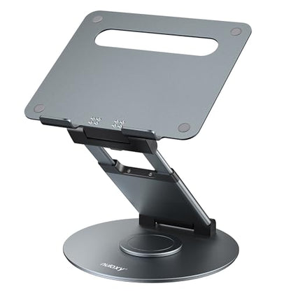 Nulaxy 18" Height Telescopic 360 Rotating Aluminum Laptop Stand Desk, Gray | Ergonomic Computer Holder Riser with Heat-Vent, Standing Desk Converter Holds 22 Lbs for Office Desk Use Fits 10-17" Laptops - color: A-Gray