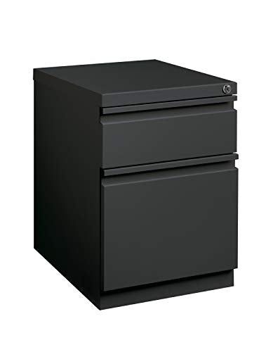 20 Inch Deep Metal Mobile Pedestal File 2 Drawer Box-File with Full Width Pull, for Home and Office, Holds Letter Width Hanging Folders, Charcoal - color: Charcoal