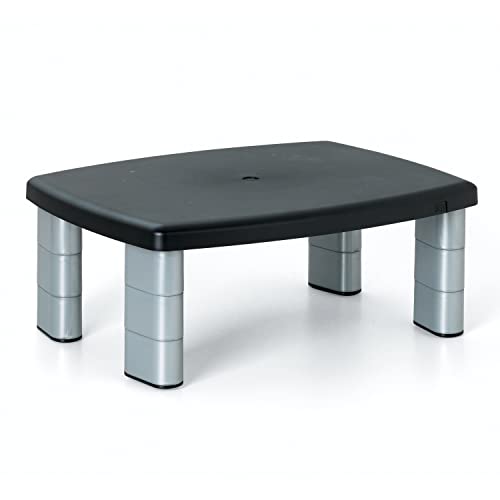3M Adjustable Monitor Stand, Three Leg Segments, Simply Adjust Height from 1" to 5 7/8", Holds Up to 80 lbs, 11" Space Between Columns, Silver/Black (MS80B) - size: 11-Inch
