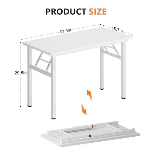 DlandHome 31.5 Inch Small Folding Computer Desk for Home Office, White - color: White + White, size: 31.5 Inches
