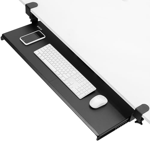 VIVO Black Extra Large 34 x 11 in Under Desk Keyboard Tray, MOUNT-KB15EB | Keyboard Tray for Typing, Slide Out Platform, Extra Sturdy C-Clamp Mount System, Computer Drawer, Black Frame - color: Black, size: 34 inch