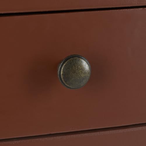SAFAVIEH Furniture - Landon 5-Drawer Writing Desk - Henna Brown - Solid Wood - Classic Hutch Design - Ideal for Home Office, Living Room, Den, 36.2" W x 19.1" D x 40.5" H (AMH6516G) - color: Henna Brown