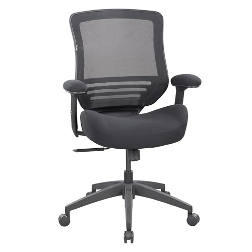 BOLISS 400lbs Ergonomic Office Chair Soft Thick Seat with Mesh Back (Black) | Wide Cushion, Computer Desk Chair, Tilt Lock, Height Adjustable Arms and Lumbar Support Reduce Back Pain - color: Black Frame Black Fabric