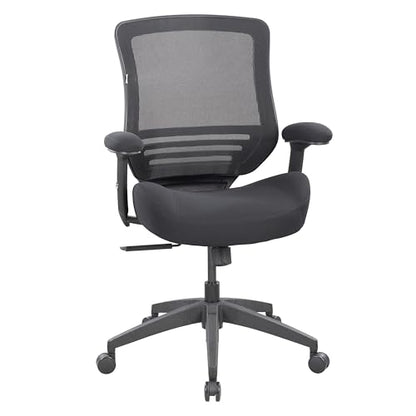 BOLISS 400lbs Ergonomic Office Chair Soft Thick Seat with Mesh Back (Black) | Wide Cushion, Computer Desk Chair, Tilt Lock, Height Adjustable Arms and Lumbar Support Reduce Back Pain - color: Black Frame Black Fabric