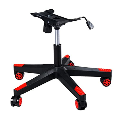 Frassie 28" Gaming Chair Base Replacement Set with Plate, Cylinder, Wheels | Heavy Duty Nylon Gamer Chair Base Replace Kit with 5 Casters Red - color: Red