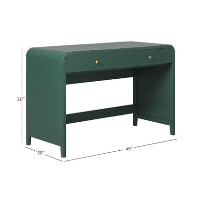 Walker Edison Zoey Modern Curve Design Writing Desk with Drawer, 45 Inch, Green - color: Green