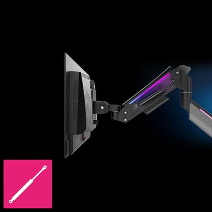 MSI MPG MT201R V2 - Premium RGB Single Monitor Stand Arm, Supports 17-49" Screens and 44 lbs, VESA Compatible, Adjustable Heavy Duty Gas Spring Mount, Clamp & Grommet, Quick Release Plate - Gray - color: Gray