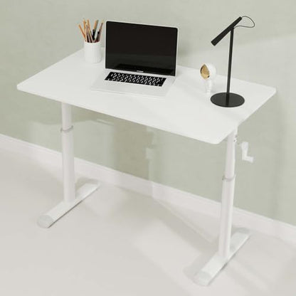 39" Small Computer Lift Desk for Home Office, Sit Standing Up Study Writing Table with Height Adjustable, Manual Crank Sit Stand Up Desk for Kids & Adults, Heavy Duty 330lbs (White 39") - color: White 39"