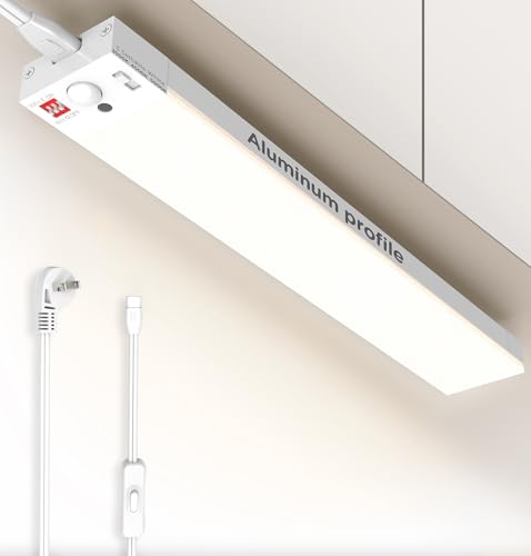 Under Cabinet Lighting Plug in, AC120V 3CCT 3000/4000/5000K Motion Sensor Light Indoor with Timer, Super Bright Linkable LED Counter Light for Kitchen, Closet, White 16 Inch, 1Pack - size: 16 Inch